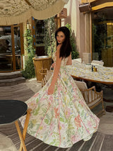Elegant Printed Women's Dress Sleeveless Halter Waist-Closed A-Line Lady Dresses 2026 Spring Summer Fashion Female Vacation Robe