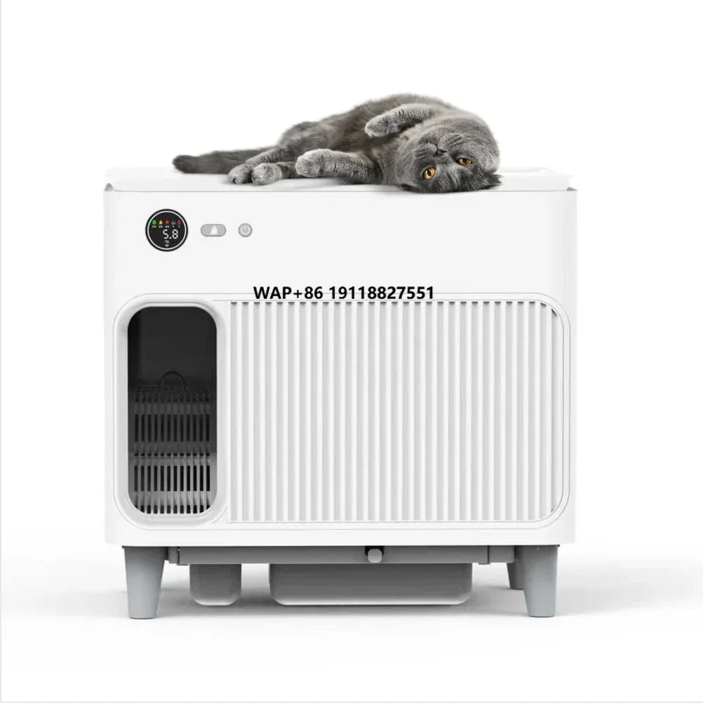 Modern Large Capacity Automatic Self-Cleaning Cat Box Odor-Free Plastic Kitty Tray Smart Easy Clean for Multi-Cats Family