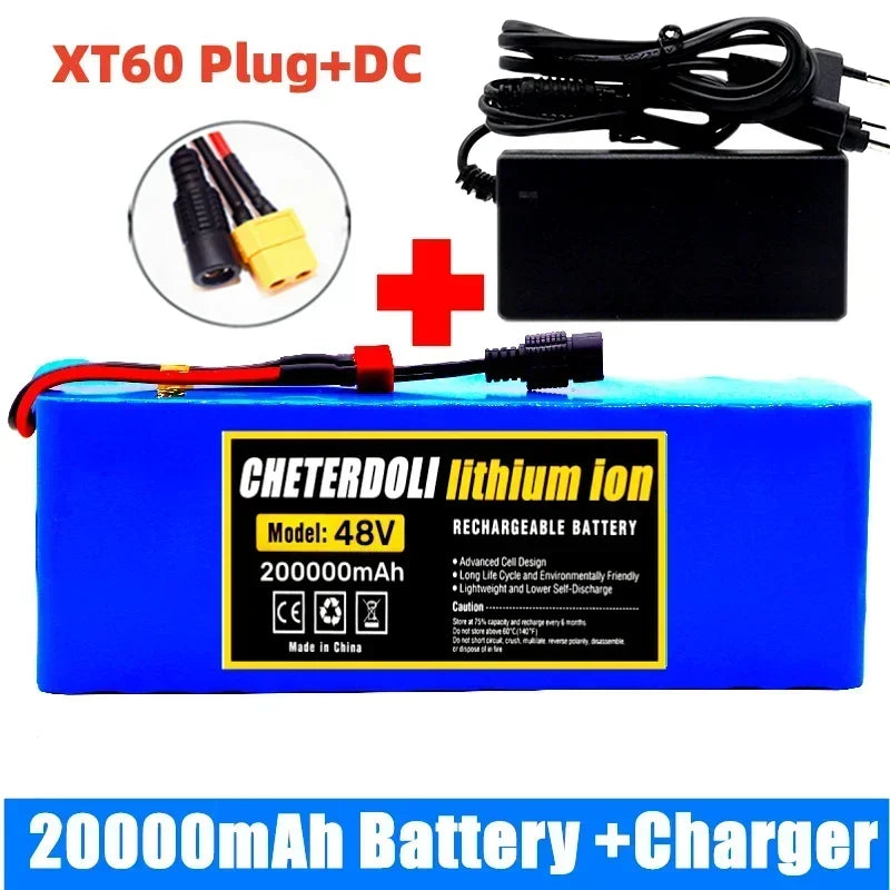13S3P 20Ah Lithium-ion Battery Pack 48V 20000mAh with 250W 350W 500W 750W 1000W BMS for 54.6V E-bike Electric Bicycle Scooter