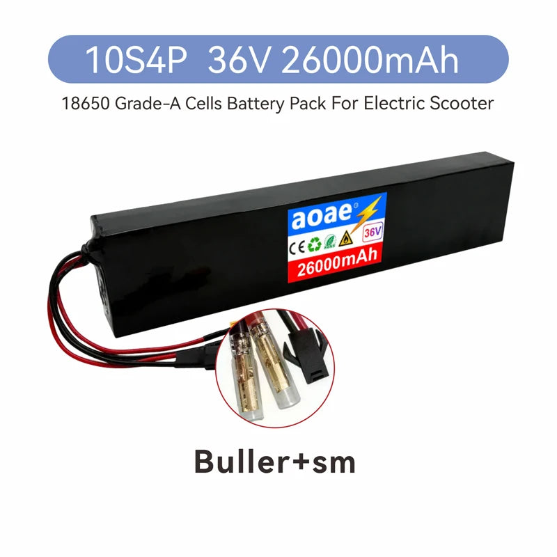 36V 10S4P 14Ah Grade A 18650 Lithium Battery Pack with BMS XT30/JST Connector, Long Range Scooter Battery for M365 500W-1000W