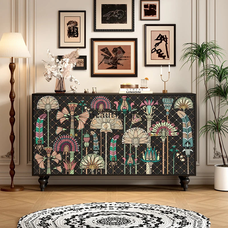 -*French side cabinet solid wood entrance entrance shoe cabinet integrated living room wall storage table