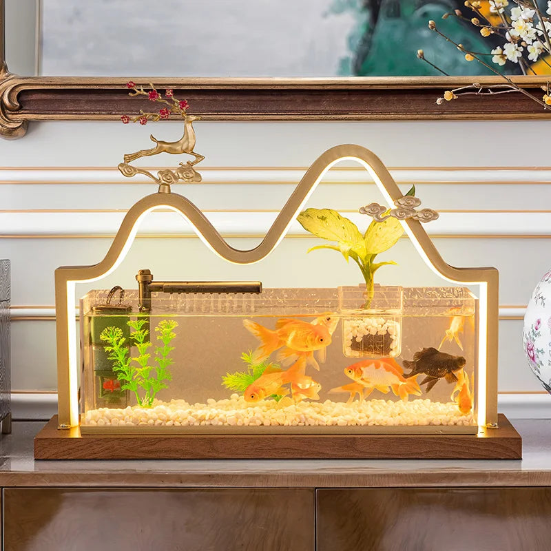 Fish tank landscaping ornament circulating water desktop landscape decoration company front desk living room TV cabinet next to