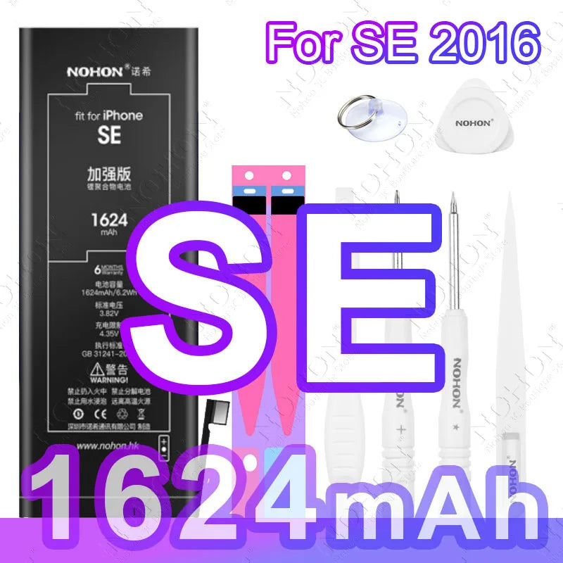 NOHON High Quality 2160mAh Battery For iPhone SE 2022 2020 2016 SE2 SE3 11 12 13 14 Phone Replacement Batteries With Tool Kit