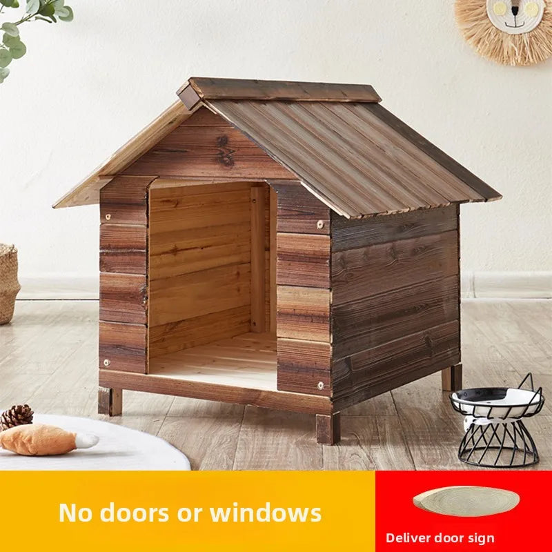 Outdoor Dog House Waterproof Winterproof Wooden Dog Villa Warm Shelter for Dogs Cats