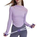 Top with Chest Cushion for Autumn and Winter, Slim Fit and Slimming, Sports Long Sleeved T-shirt for Women, Outdoor Fitness Top
