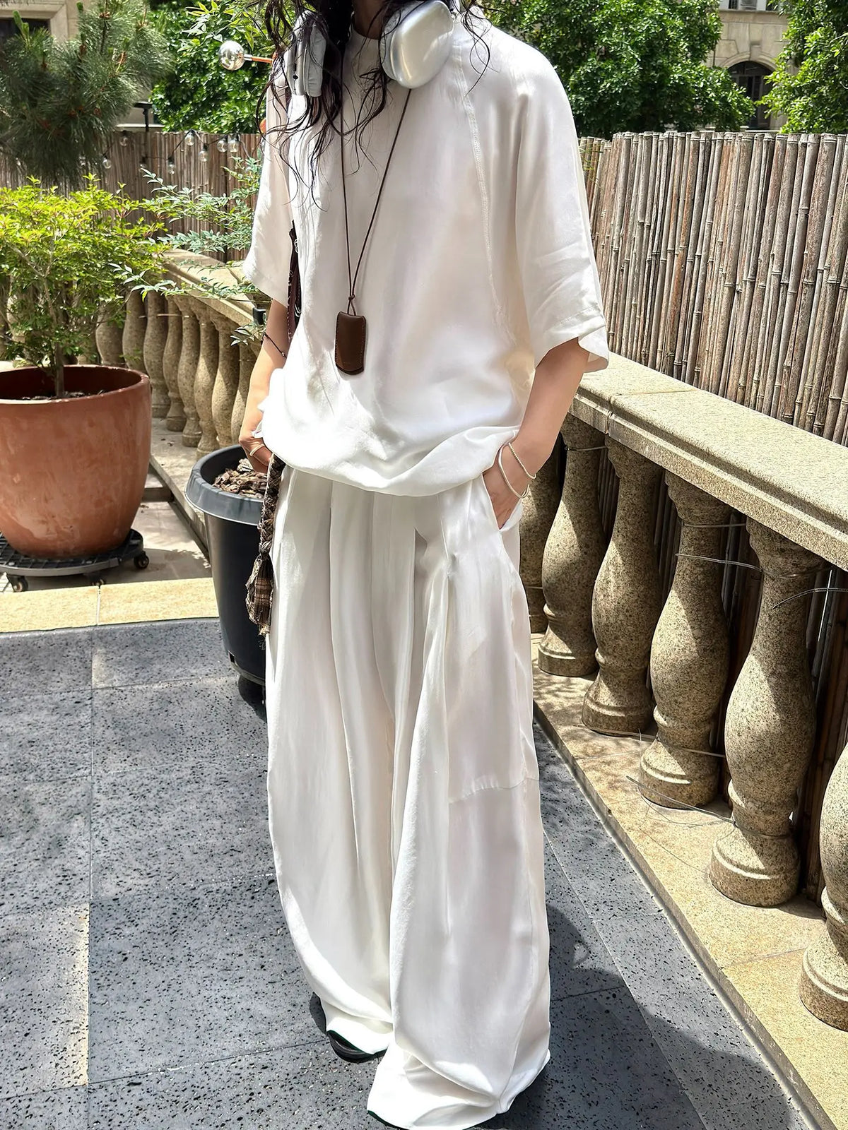 Summer Women's Casual Solid Color Round Neck Short Sleeved Loose T-Shirt