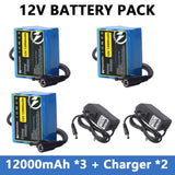 12V 12000mAh Rechargeable Lithium Ion Battery Pack 3S2P with BMS Protection for LED Strip Light Toy Car Security System