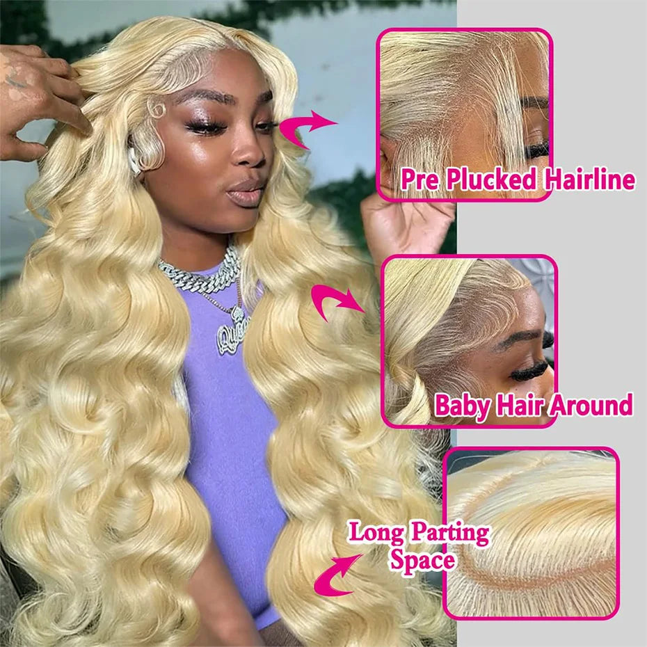 30 Inches 613 Lace Front Wig Human Hair 13x4 13x6 360 Body Wave Blonde