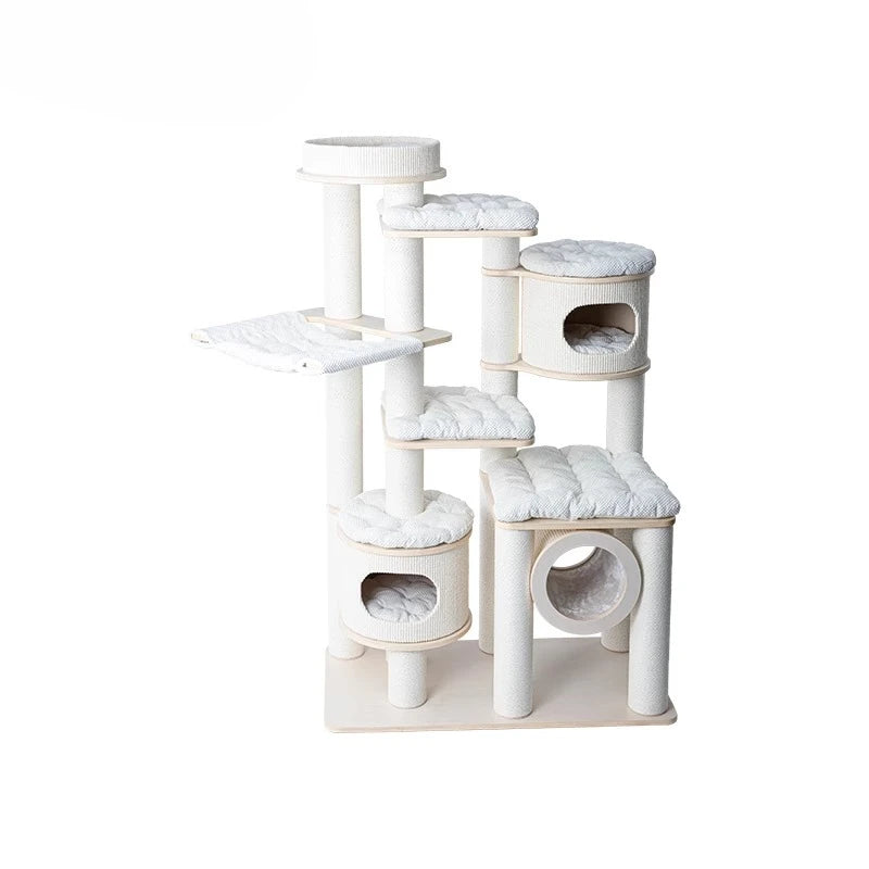 Cat climbing frame nest  tree integrated multi-layer solid wood cat frame cat bucket household large castle