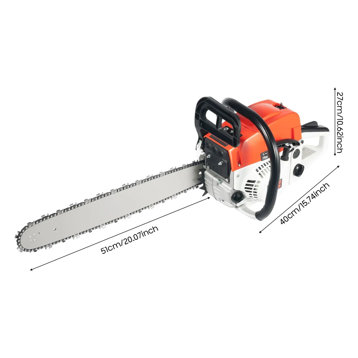 2 Stroke Power Chain Saws, 52CC Gas Chainsaws, 20 Inch Petrol Gasoline Chain Saw, Single Cylinder for Forest Harvesting