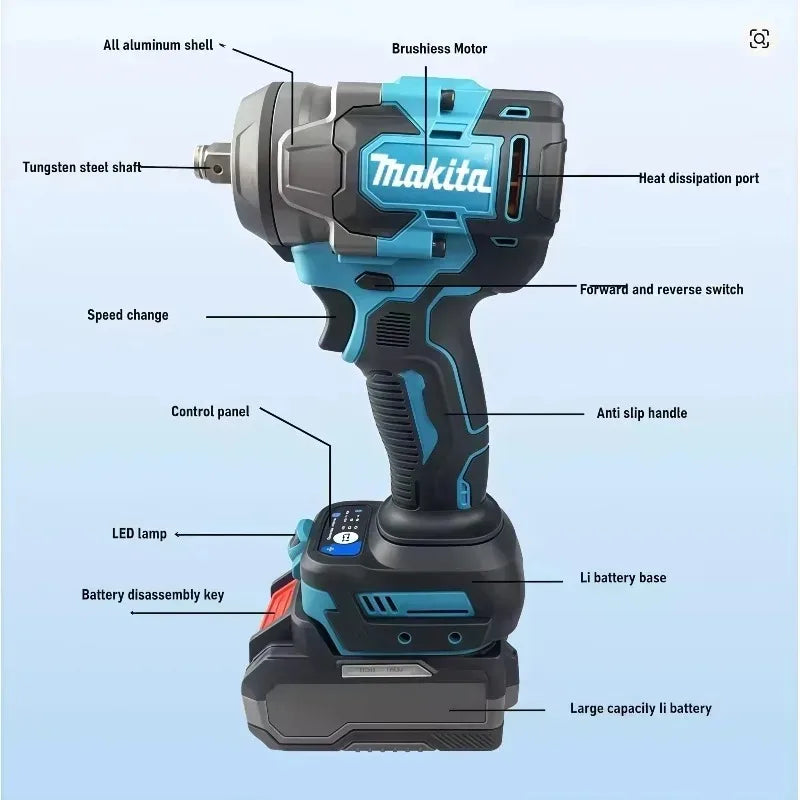 Makita 550Nm 3500IPM High Torsion Cordless Impact Wrench High Concentricity Electric Equipment Repair Power Tool