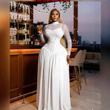 Two Color Patchwork Women Dress Fashion Sheer Mesh Top Long Sleeve Maxi Dress Parties Wear Elegant African Robe with Inner Dress