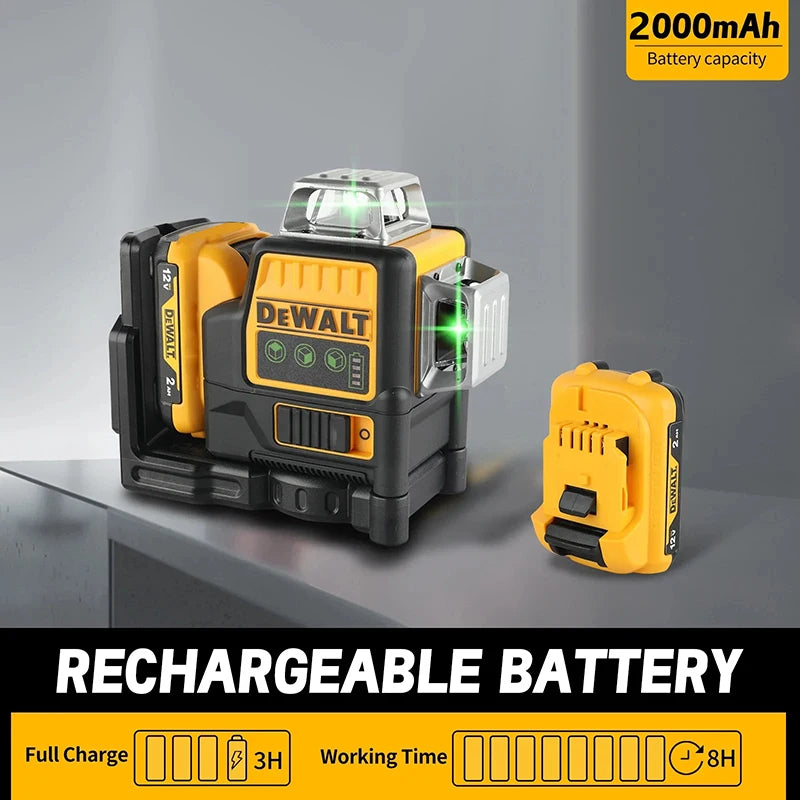 DEWALT DW089LG Lithium Battery Green Laser Level 12 Lines 3 Sides 360°