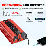 2600W 2000W 1500W Car Inverter 12V 110V Power Inversor Smart LCD Display Power Supply for Outdoor Camera/Phone/Drone Charging