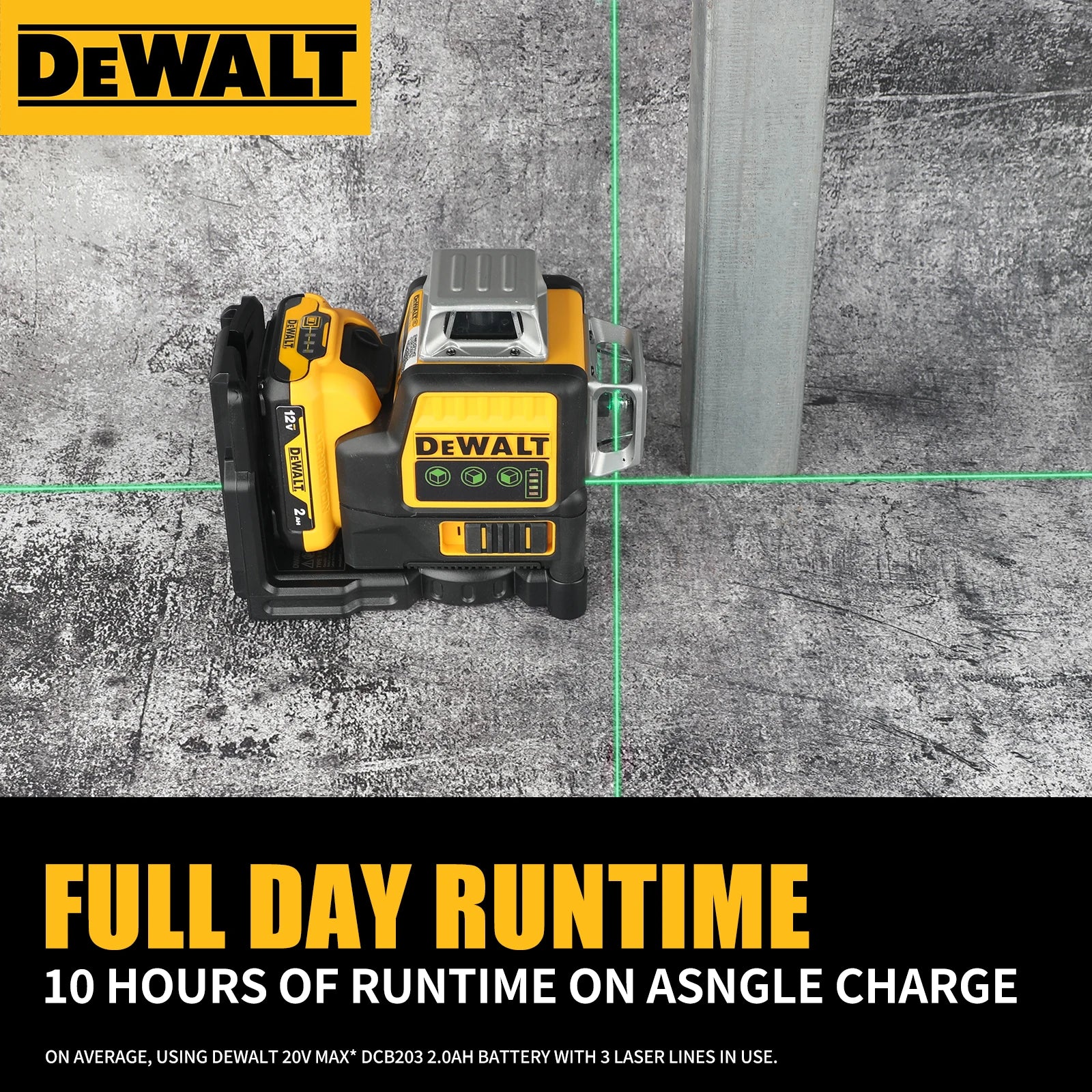 DEWALT DW089LG 12 Lines Green Laser Level 12V Cordless 3x360° with