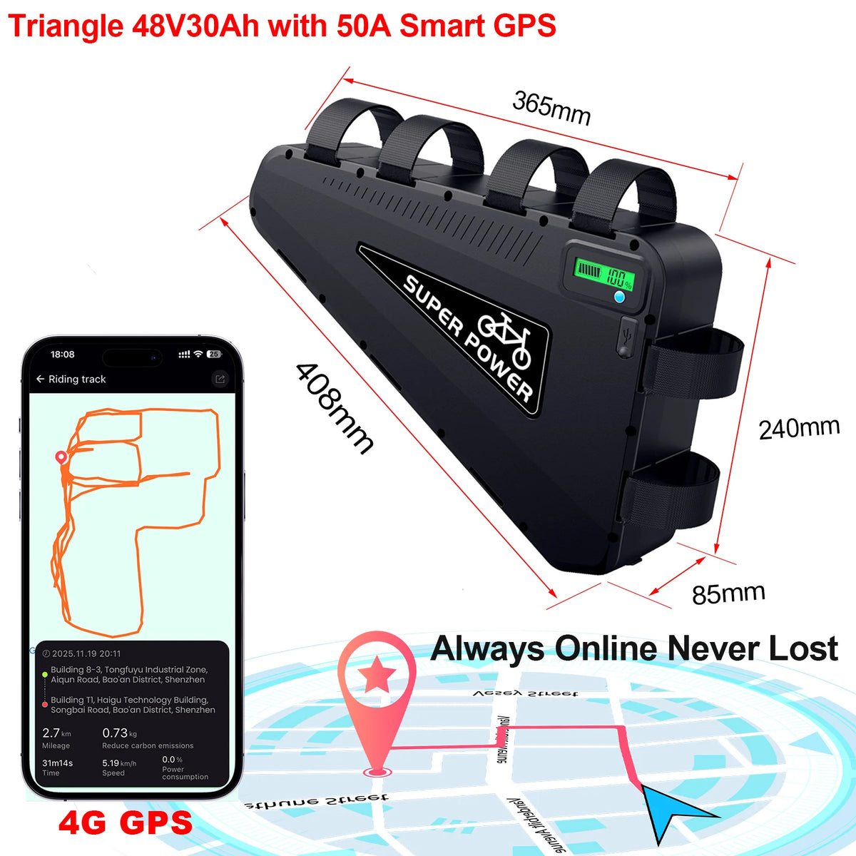 48V 30AH Electric Bike Battery 21700 Cells 60V 52V 48V Bikes Downtube Polly L-G 72V 15AH Scooter E-Bike Battery Pack for 0-2000W