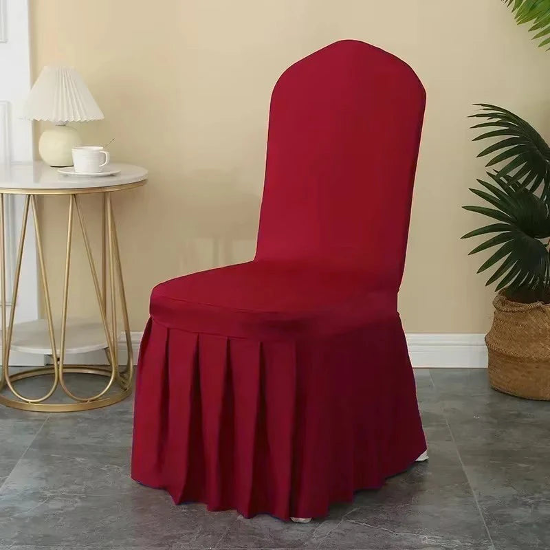 50/100pcs White Spandex Chair Cover Pleated skirt Seat Protector Covers Hotel Banquet Party Events Wedding Decoration