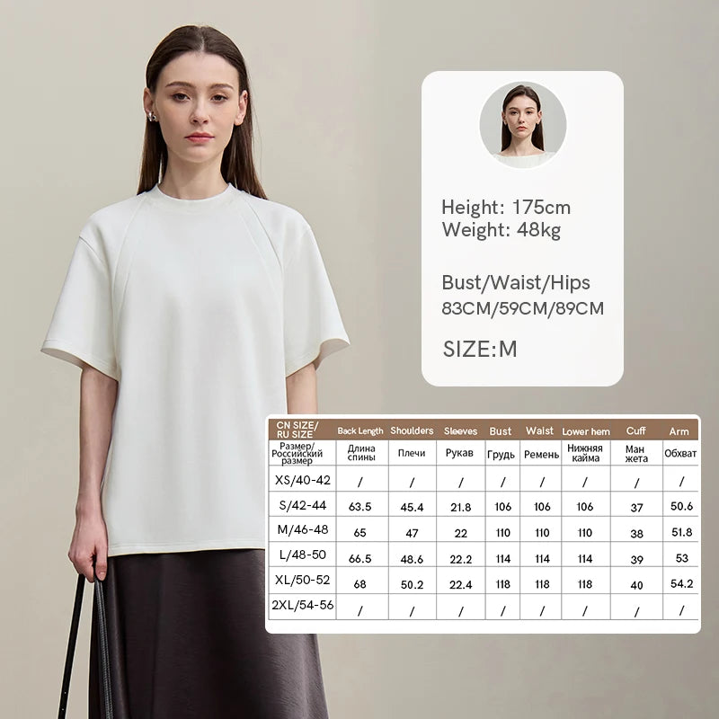 Amii Women's Tee Shirt 2026 Summer New O-Neck Stretch Cotton T-shirt Women Basic Ribbed Trim Versatile Short Sleeve Top 12622162