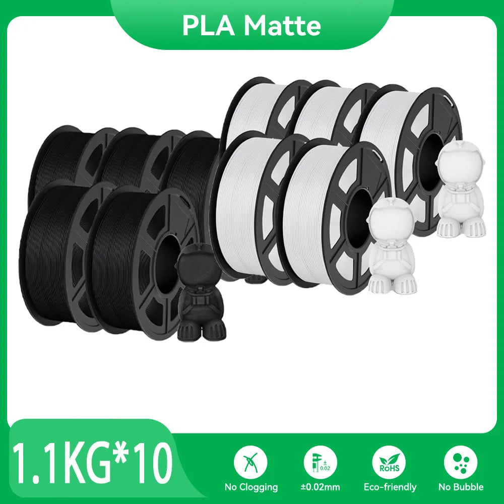 JAYO PLA Matte 3D Printer Filament 1.75mm+/-0.02mm 5/10Rolls 100% No Bubble Non-toxic3D Printing Materials for 3D Printer& Pen