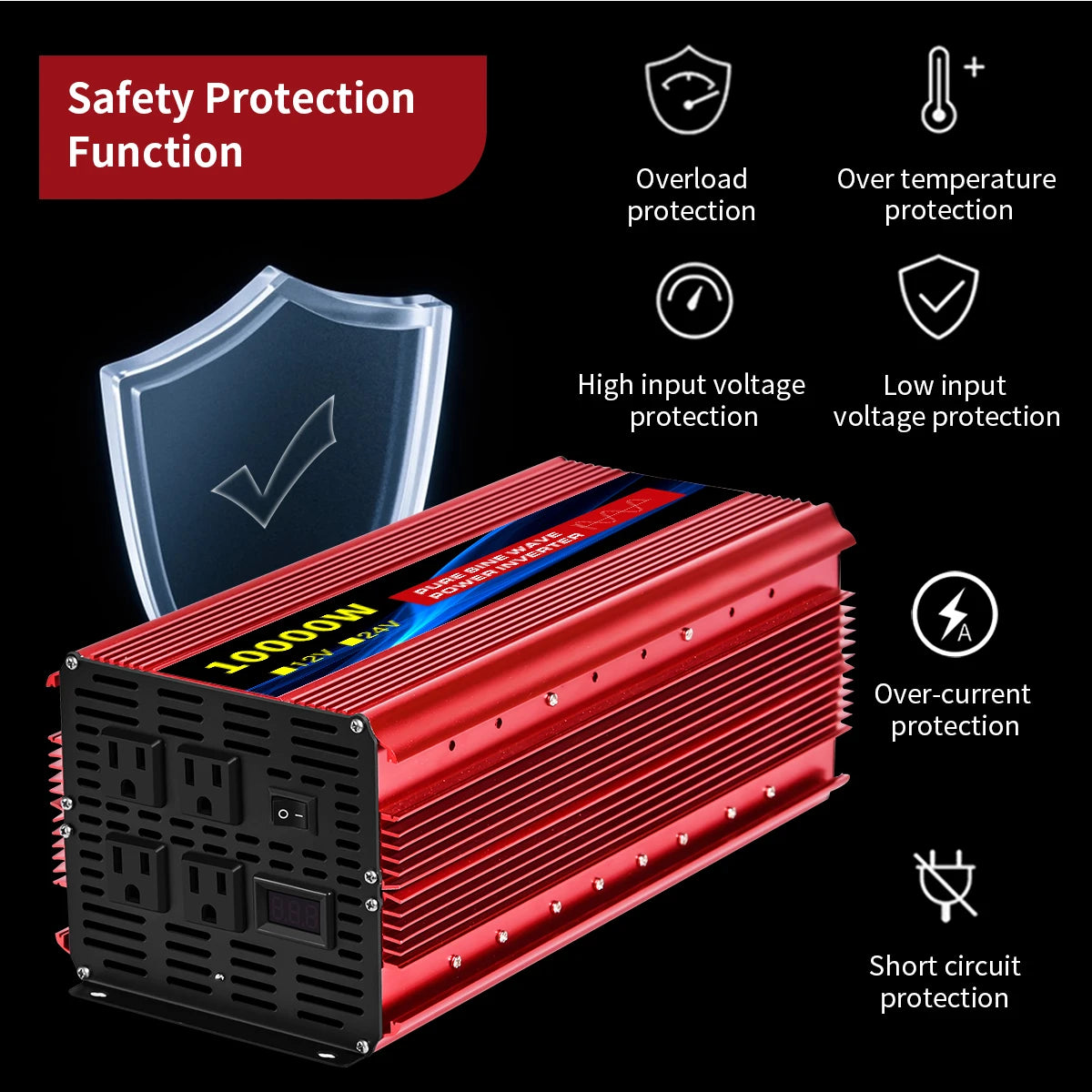 Pure Sine Wave Inverter 3500W/4000W/4500W/5000W inverter  12v converter 60HZ Portable camping car available US socket