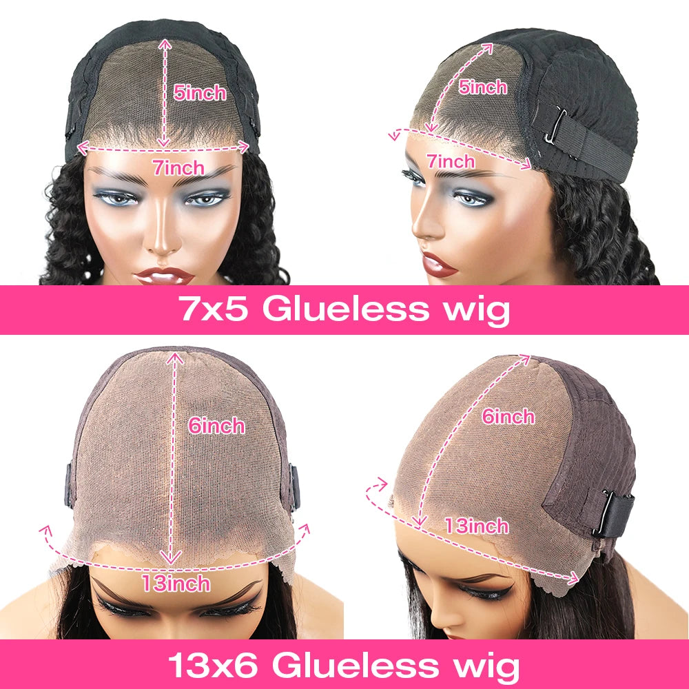13x6 Hd Deep Wave Glueless Wig Human Hair For Women Wear And Go 7x5 Frontal Curly Lace Front Wigs On Clearance Sale 250 Density