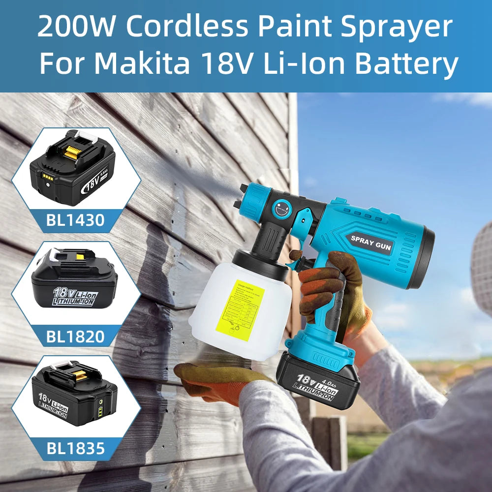 1000ML Cordless Paint Sprayer For Makita Li-ion Battery Electric Spray Paint Gun For Home Painting Furniture DIY (Not Battery）