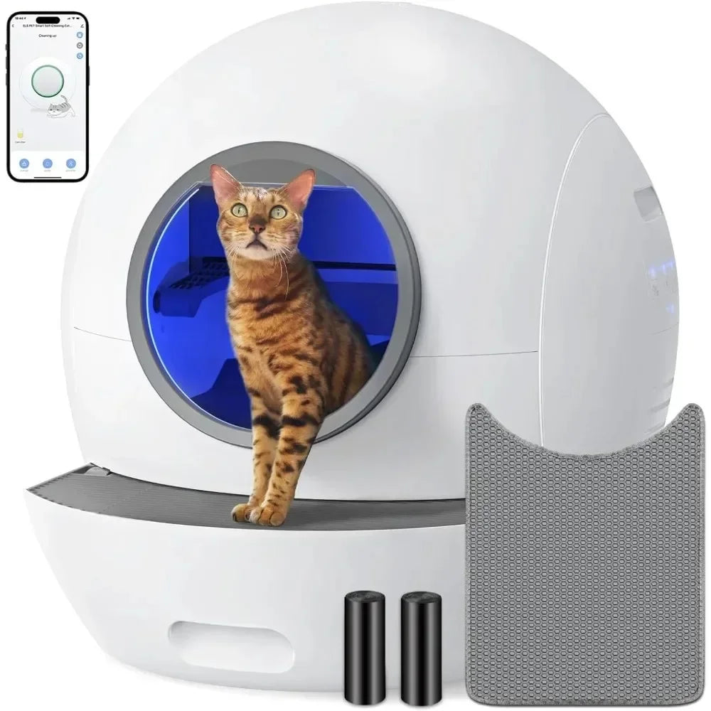 80L Automatic Sandbox for Cats APP Reminder Smart Self Cleaning Cats Litter Box UV Closed Cat Tray Multifunctional Pet Products
