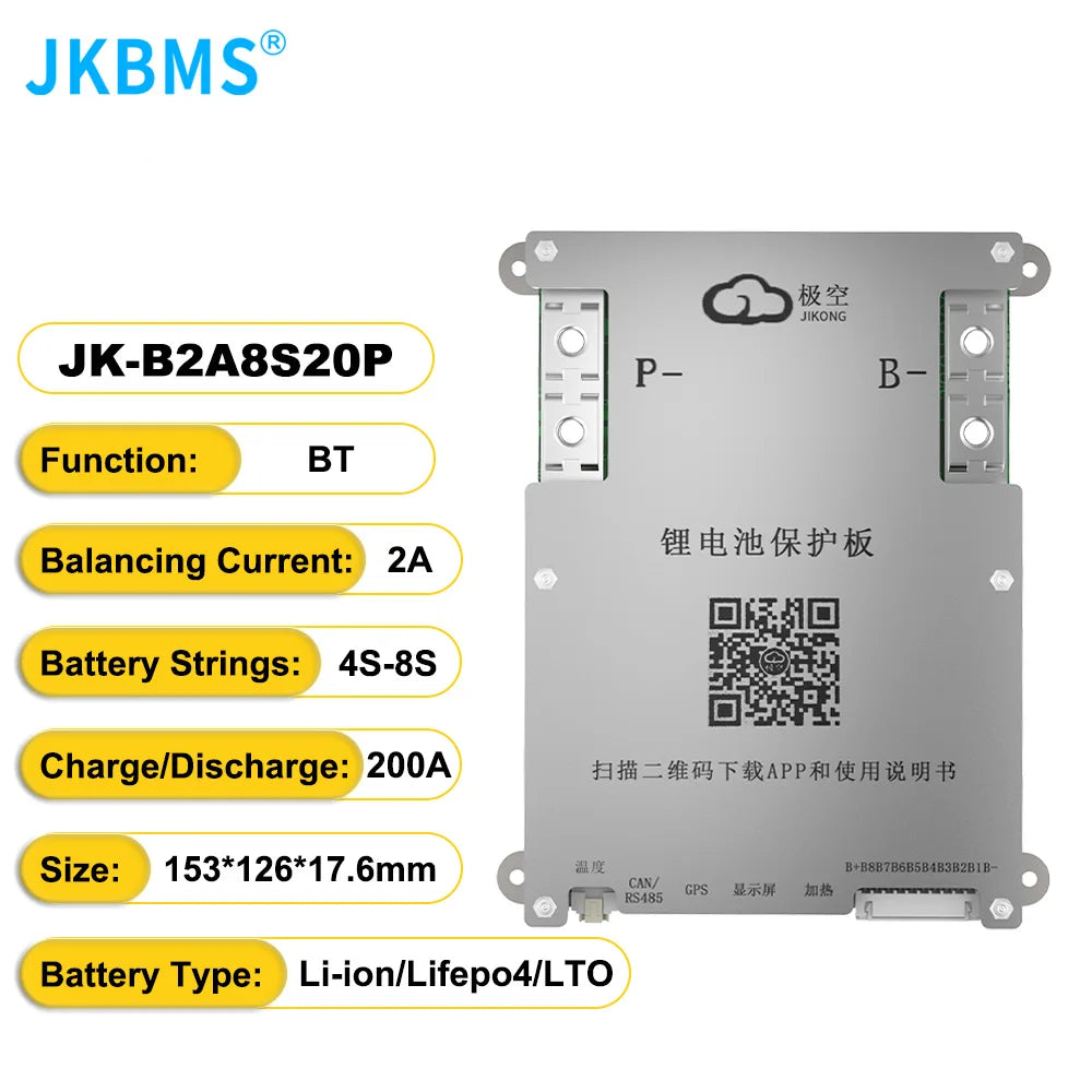 JKBMS JIKONG SMART BMS 4S 5S 6S 7S 8S 12V 24V BATTERY WITH 2A ACTIVE BALANCE HEAT FUNCTION ON SALE
