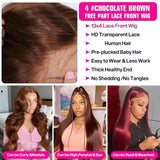 13X6 Hd Lace Frontal Wig Chocolate Brown Human Hair Wigs Body Wave Lace