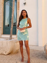 Sexy Sequin Round Neck Cutout Mini Dress Women Sleeveless Slim Bodycon Short Dress 2026 Evening Party Club Night Out Vestidos