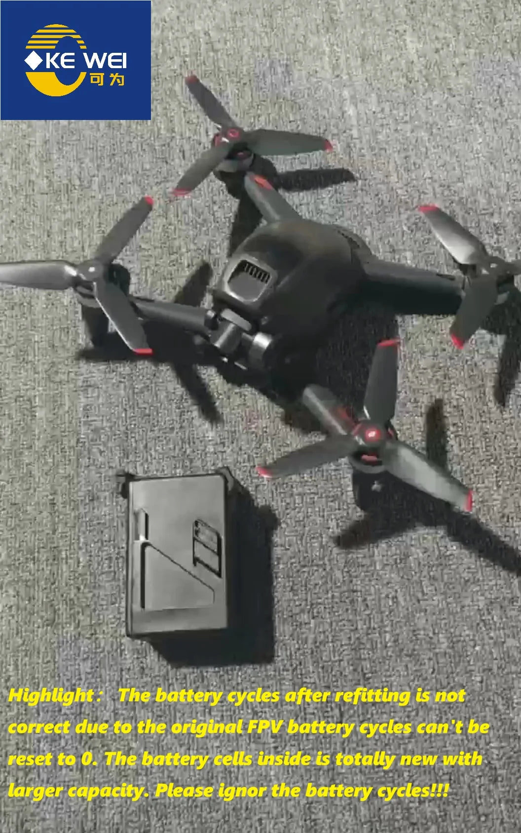 4000mAh Refitted Higher Capacity Battery Compatible with DJI FPV Drone