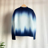 LANMREM Gradient Long Sleeves Women's Turtleneck Slim T Shirt Pleated Casual Female Fashion Clothes 2025 Spring New 2DC1065