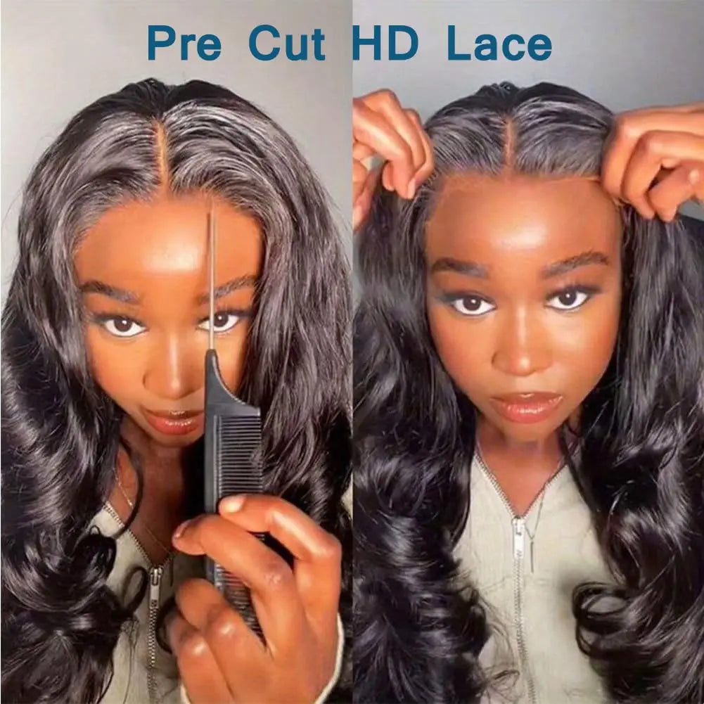 Body Wave Glueless Preplucked Human Wigs Ready To Go 4X4 Human Hair Wigs Pre Cut Ready To Wear Closure 5X5 Brazilian Wig