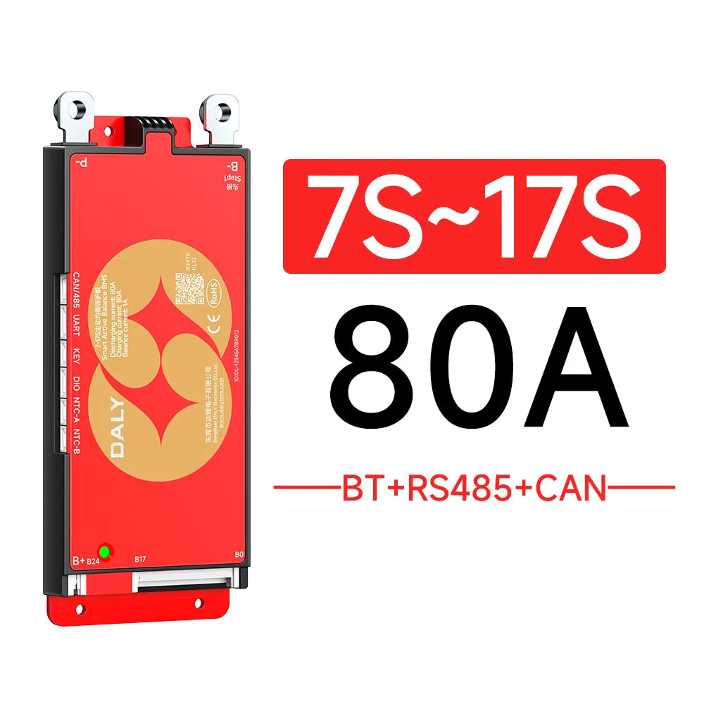 Daly Smart BMSWiFi 4S 12V 8S 24V 16S 48V 40A 100A 150A 200A Active Balance Overcharge/Discharge Protection for Sola/EV with BT