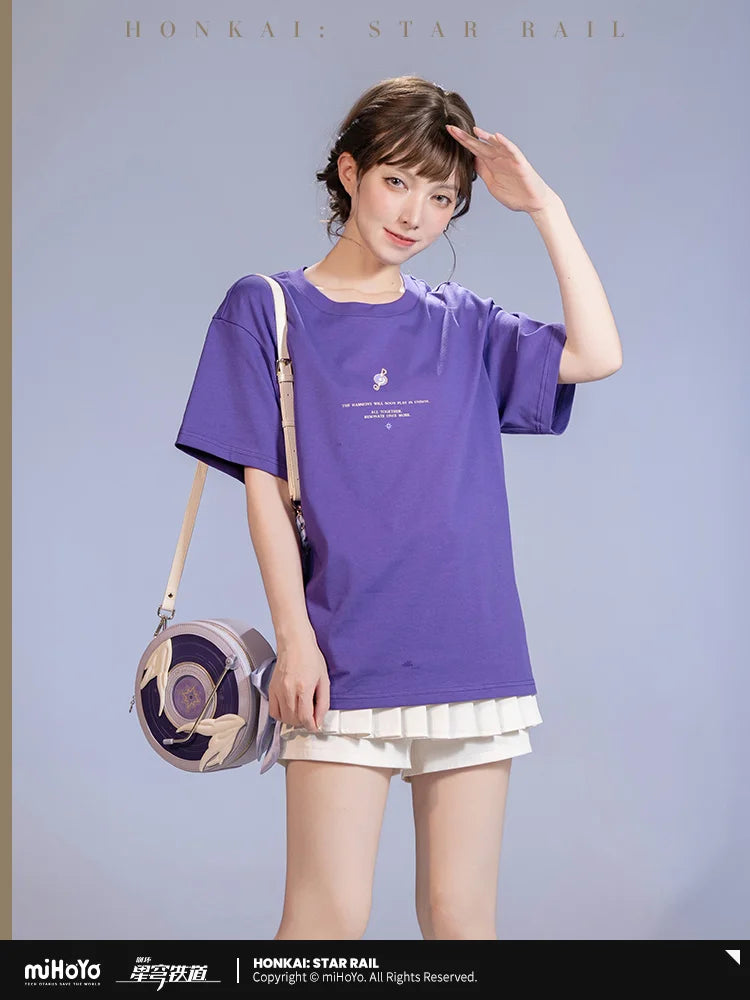 Genuine MiHoYo Game Honkai Star Rail Robin Short Sleeve T-shirt Women Daily Wear Skirt Cosplay Costume Tops Tees Birthday Gift