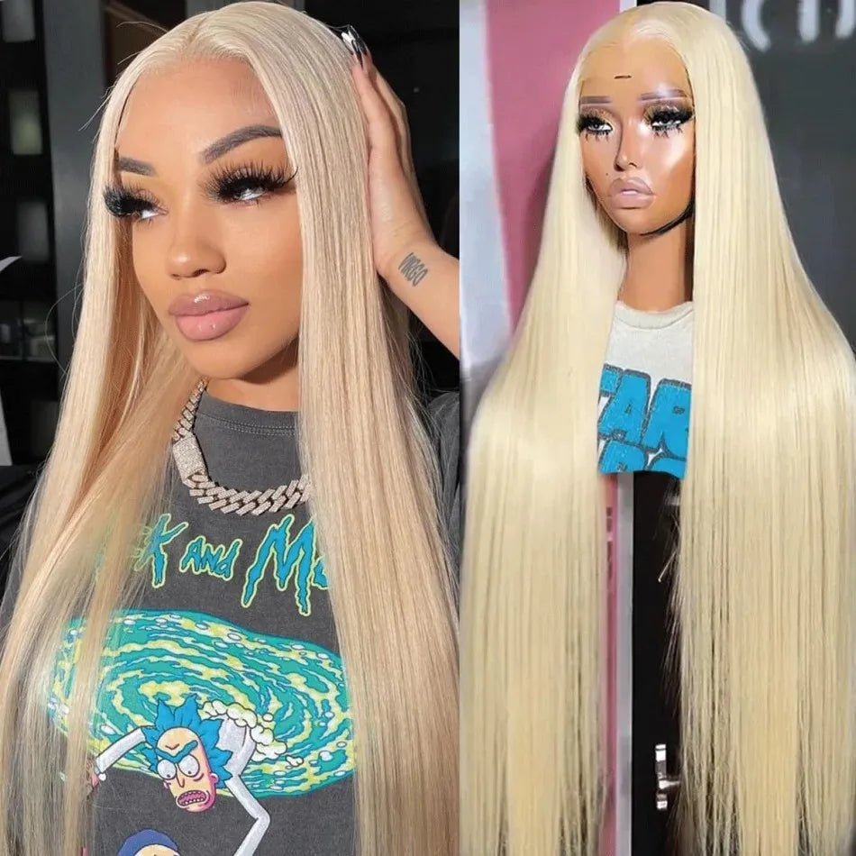 Straight Human Hair Wigs 613 Blonde 13X6 Hd Lace Frontal Wig 220 Density