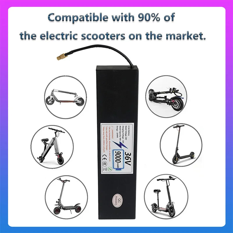 Upgraded Version 36V Electric Scooter Battery 7.8Ah Replacement Lithium-ion 9Ah High-Capacity 10S3P Battery Pack Built-in BMS