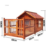 Pet Villa House with Outdoor Fence Outdoor Waterproof Dog Kennel Solid Wood Dog House for Medium and Large Dogs Pet Supplies
