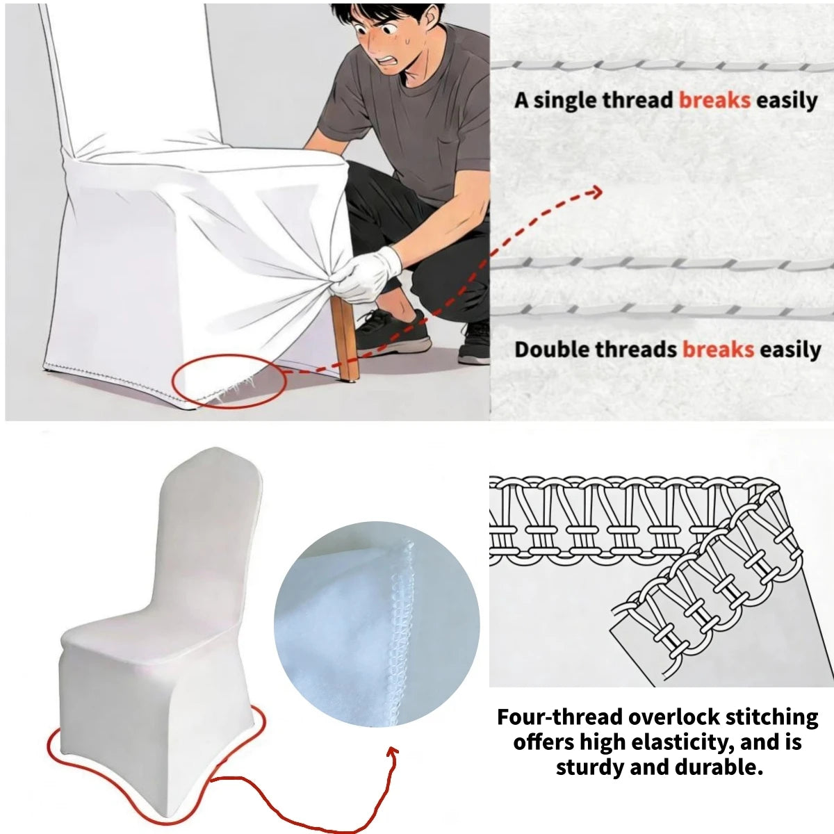 Jiaorui 20/30/50/100 Pcs Spandex Wedding Chair Seat Cover