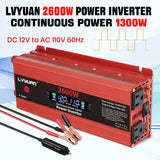 2600W 2000W 1500W Car Inverter 12V 110V Power Inversor Smart LCD Display Power Supply for Outdoor Camera/Phone/Drone Charging