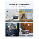 ECOFLOW Portable Power Station RIVER 2, 243Wh LiFePO4 Battery/ 1 Hour Fast Charging, 2 Up to 600W AC Outlets, Solar Generator