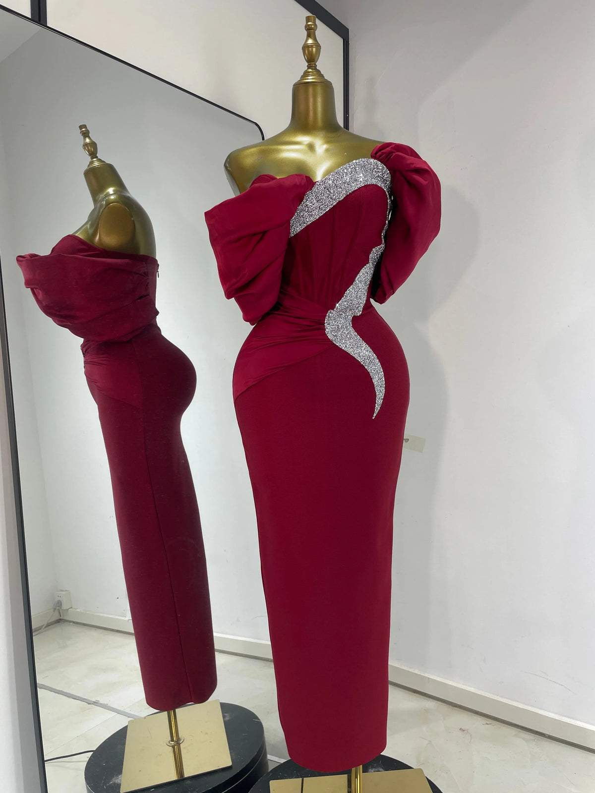 Pink Off Shoulder Satin Bandage Patchwork Evening Dress Silver Glitter Rhinestone Corset Formal Party Gown Guest Look Wholesale