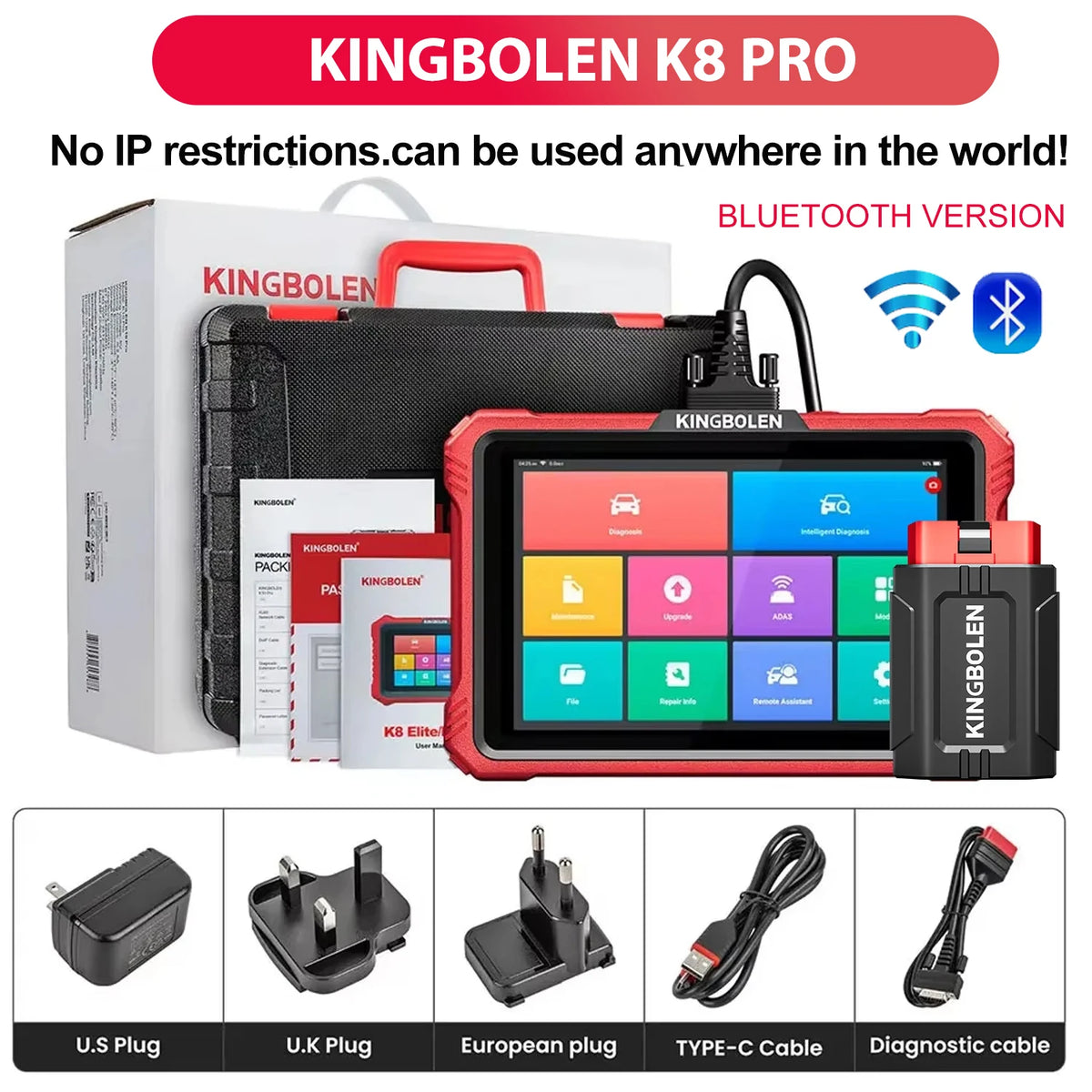 2025 KINGBOLEN K8 Elite Bidirectional Car OBD2 Diagnostic Scanner,CANFD DOIP ,34+ reset, with Active Tests PK X431 PRO ELITE