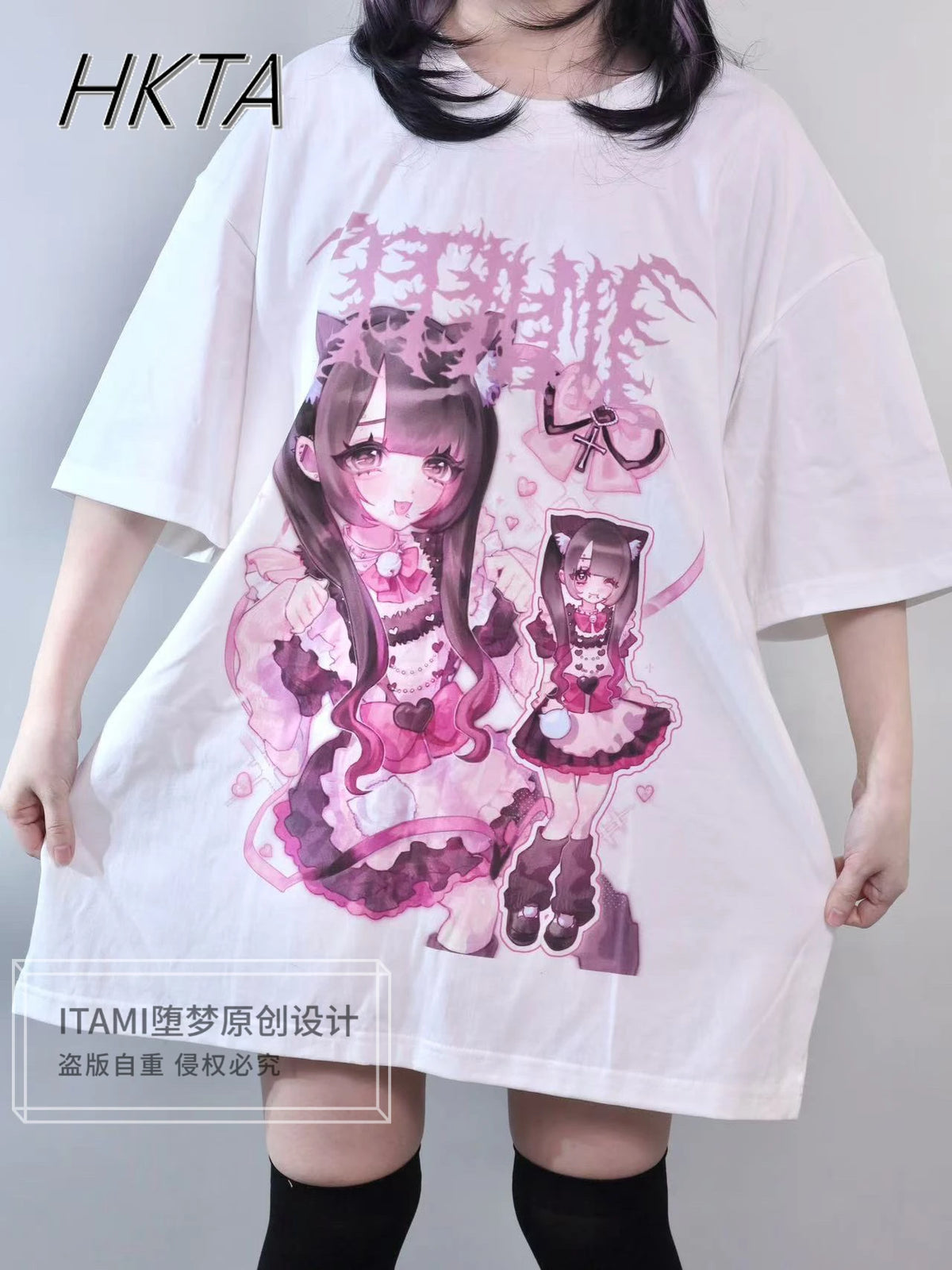 Subculture Summer Off-shoulder Round Neck Short-sleeve T-shirt Mine Series Sweet Creative Y2K Loose Casual Balck Graphic T Shirt