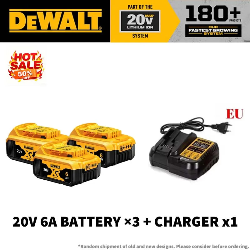 100% Original Dewalt 20V Battery 2AH 9AH Li-Ion Replacement Battery Charger Combo DCB202 DCB609 DCB209 DCB206 Power Tool Battery