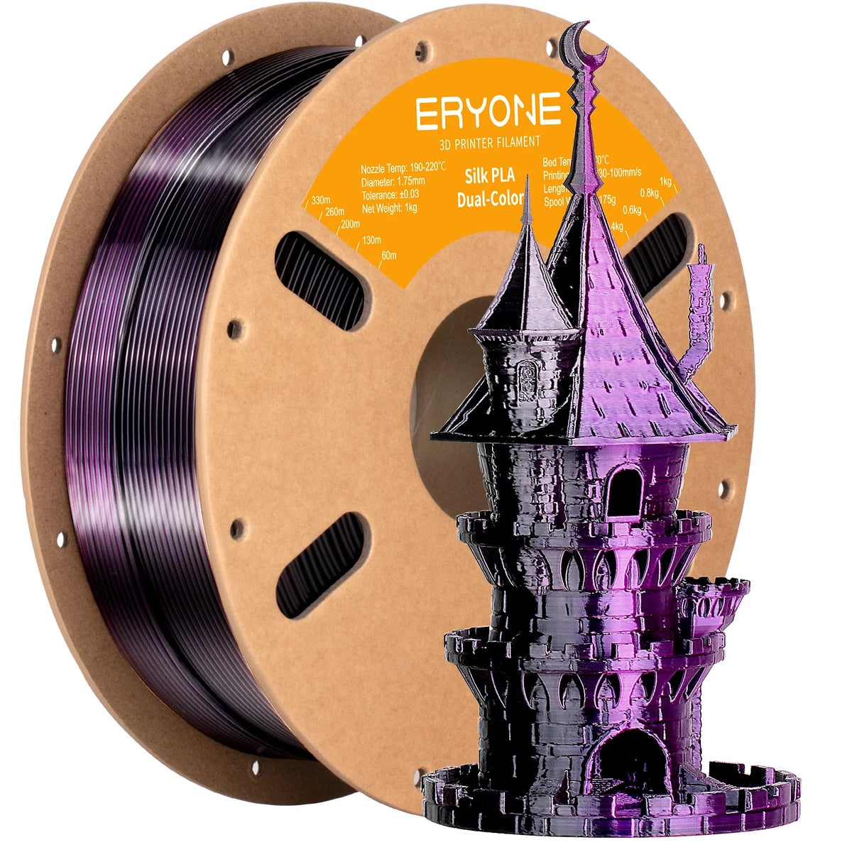 ERYONE 3/5/10KG Dual Color Silk PLA Filament 3D Print,Multicolor Available,Diameter:1.75mm,Tolerance:+/-0.03mm,1KG/Spool