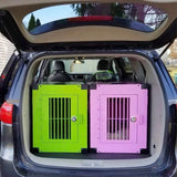 Large Luxury Aviation Aluminum Dog Transport Crate Foldable With Thickened Ventilation Firm Cage With Wheels