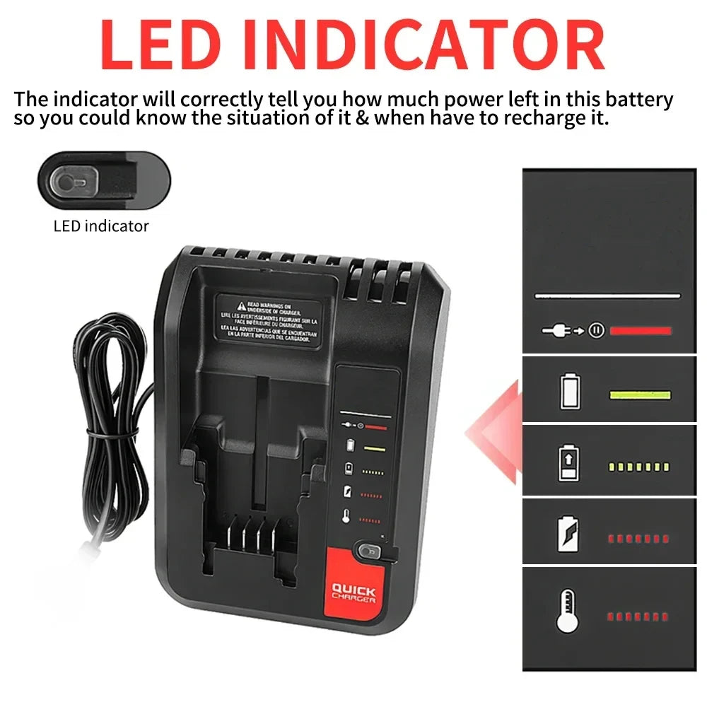 PCC692L Li-Ion Battery Charger For Black Decker For Porter Cable for Stanley PCC690L FMC692L FMC690L FMC688 FMC686 LBXR20 LBXR20