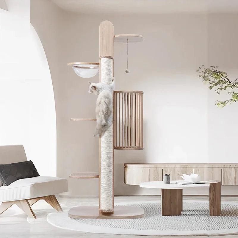 Modern Wooden Cat Climbing Frame Cat Tree Minimalism Italian Luxury Design Cat Scratching Post Furniture Columpio Gatos FYCT