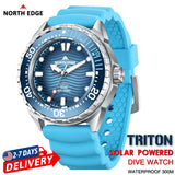NORTH EDGE 2026 New TRITON Solar Powered Dive Watch Men Luxury Digital Watches For Men 316L Stainless Steel Case Waterproof 300M